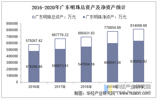 2016-2020年广东明珠总资产及净资产统计