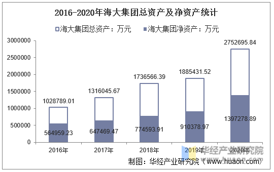 2016-2020年海大集团总资产及净资产统计