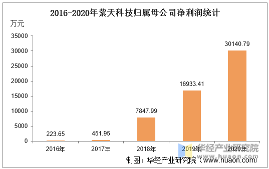 2016-2020年紫天科技归属母公司净利润统计