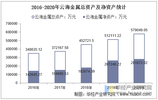 2016-2020年云海金属总资产及净资产统计