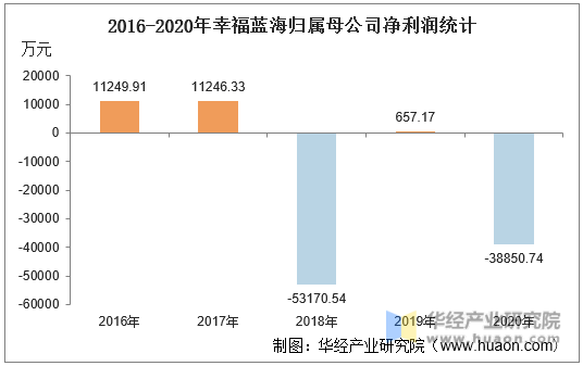2016-2020年幸福蓝海归属母公司净利润统计