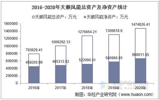 2016-2020年天顺风能总资产及净资产统计