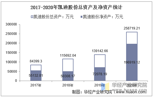 2017-2020年凯迪股份总资产及净资产统计