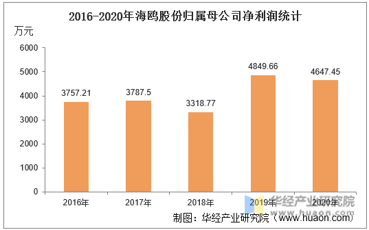 2016-2020年海鸥股份归属母公司净利润统计