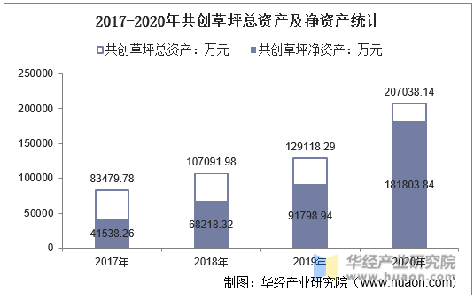 2017-2020年共创草坪总资产及净资产统计