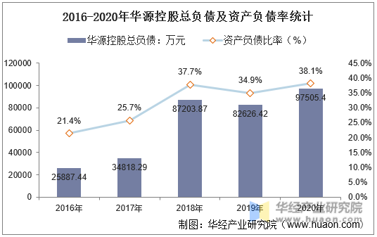 2016-2020年华源控股总负债及资产负债率统计