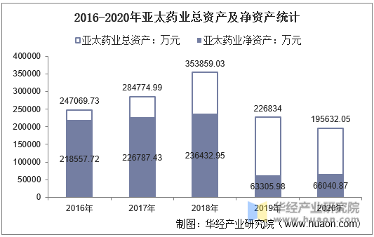 2016-2020年亚太药业总资产及净资产统计