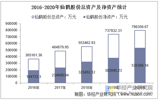 2016-2020年仙鹤股份总资产及净资产统计