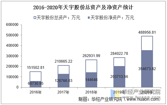 2016-2020年天宇股份总资产及净资产统计