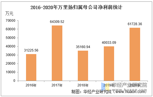 2016-2020年万里扬归属母公司净利润统计