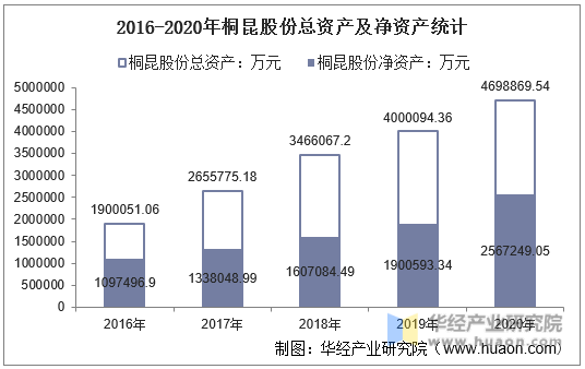 2016-2020年桐昆股份总资产及净资产统计