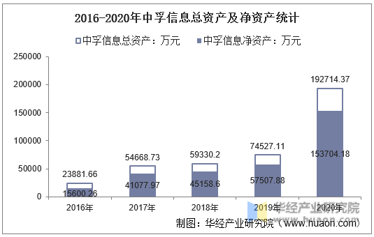 2016-2020年中孚信息总资产及净资产统计