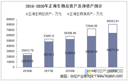 2016-2020年正海生物总资产及净资产统计
