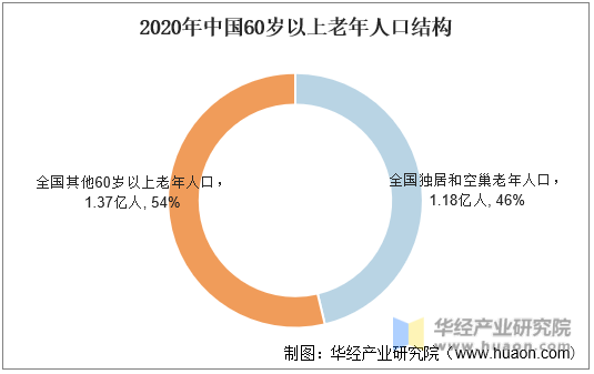 2020年中国60岁以上老年人口结构