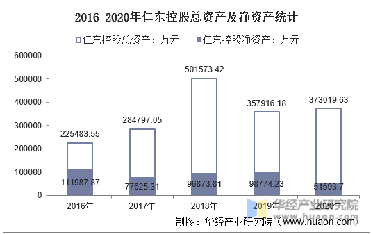 2016-2020年仁东控股总资产及净资产统计