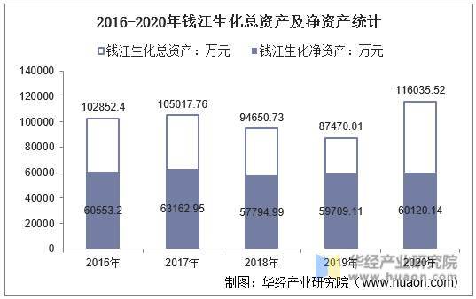2016-2020年钱江生化总资产及净资产统计