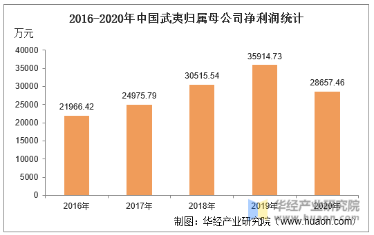 2016-2020年中国武夷归属母公司净利润统计