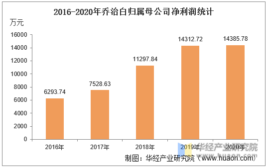 2016-2020年乔治白归属母公司净利润统计