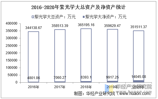 2016-2020年紫光学大总资产及净资产统计