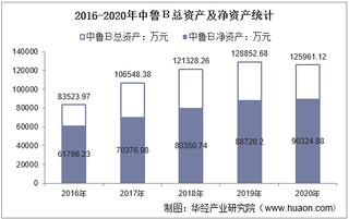 2016-2020年中鲁B(200992)总资产、总负债、营业收入、营业成本及净利润统计