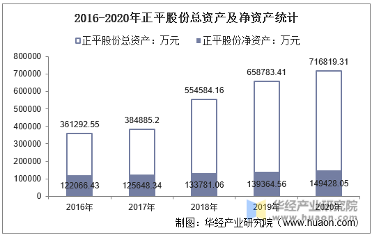 2016-2020年正平股份总资产及净资产统计