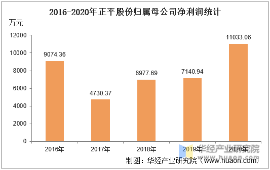 2016-2020年正平股份归属母公司净利润统计
