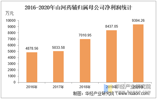 2016-2020年山河药辅归属母公司净利润统计
