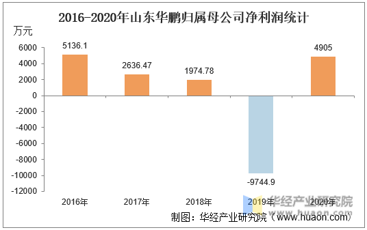 2016-2020年山东华鹏归属母公司净利润统计