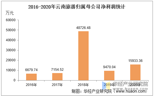 2016-2020年云南旅游归属母公司净利润统计