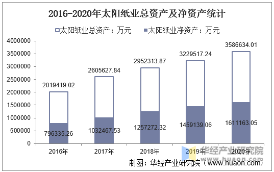 2016-2020年太阳纸业总资产及净资产统计
