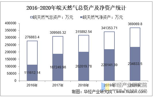 2016-2020年皖天然气总资产及净资产统计