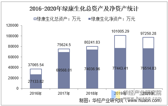 2016-2020年绿康生化总资产及净资产统计
