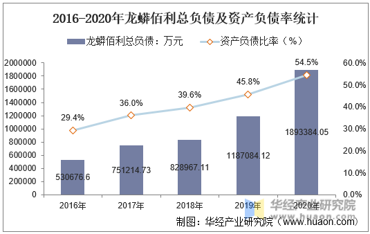 2016-2020年龙蟒佰利总负债及资产负债率统计