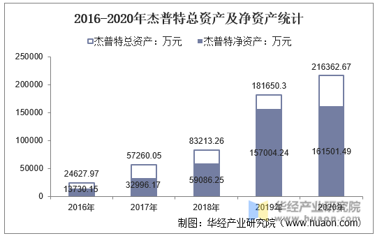 2016-2020年杰普特总资产及净资产统计