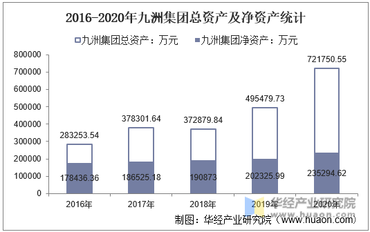 2016-2020年九洲集团总资产及净资产统计
