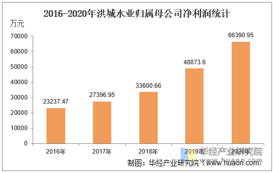 2016-2020年洪城水业归属母公司净利润统计