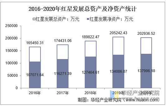 2016-2020年红星发展总资产及净资产统计