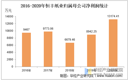 2016-2020年恒丰纸业归属母公司净利润统计