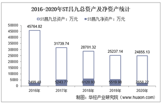 2016-2020年ST昌九（600228）总资产、总负债、营业收入、营业成本及净利润统计