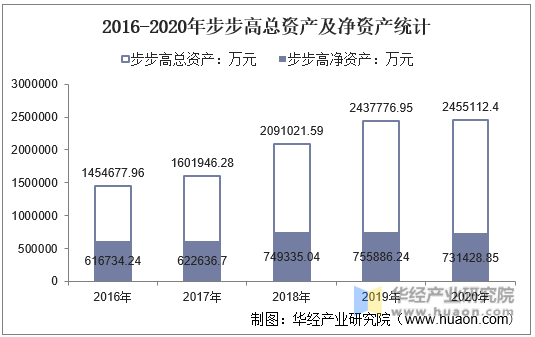 2016-2020年步步高总资产及净资产统计