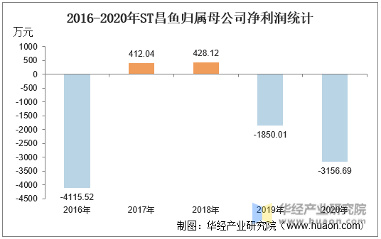 2016-2020年ST昌鱼归属母公司净利润统计
