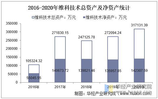 2016-2020年维科技术总资产及净资产统计