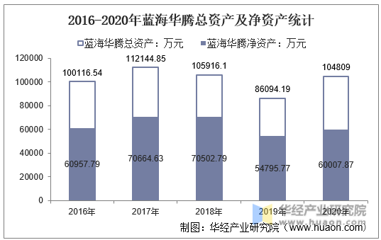 2016-2020年蓝海华腾总资产及净资产统计