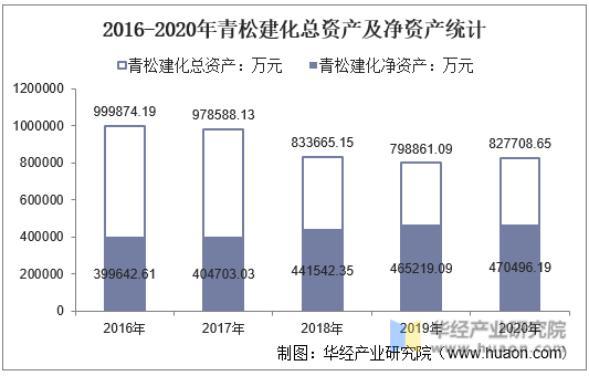 2016-2020年青松建化总资产及净资产统计