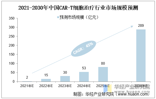 2021-2030年中国CAR-T细胞治疗行业市场规模预测