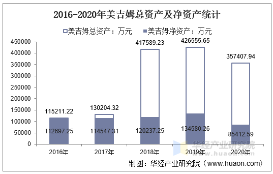 2016-2020年美吉姆总资产及净资产统计