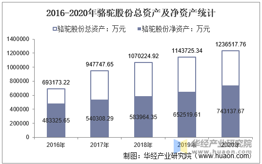 2016-2020年骆驼股份总资产及净资产统计