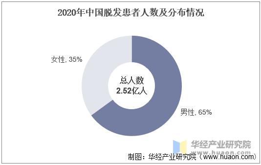 2020年中国脱发患者人数及分布情况