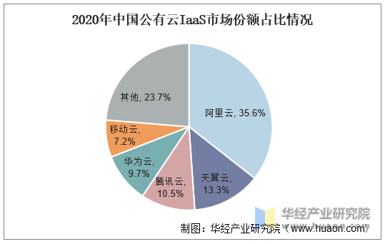 2020年中国公有云IaaS市场份额占比情况