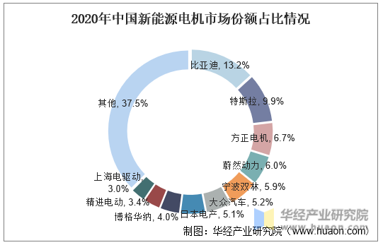 2020年中国新能源电机市场份额占比情况